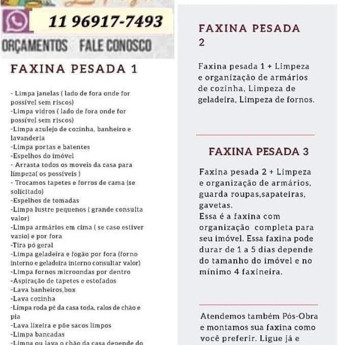 FAXINA PESADA 1 SUJO Medio AP 50 a 60M²( MEIO PERIODO)