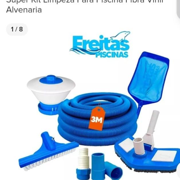 Super kit limpeza para piscina fibra vinil alvenaria