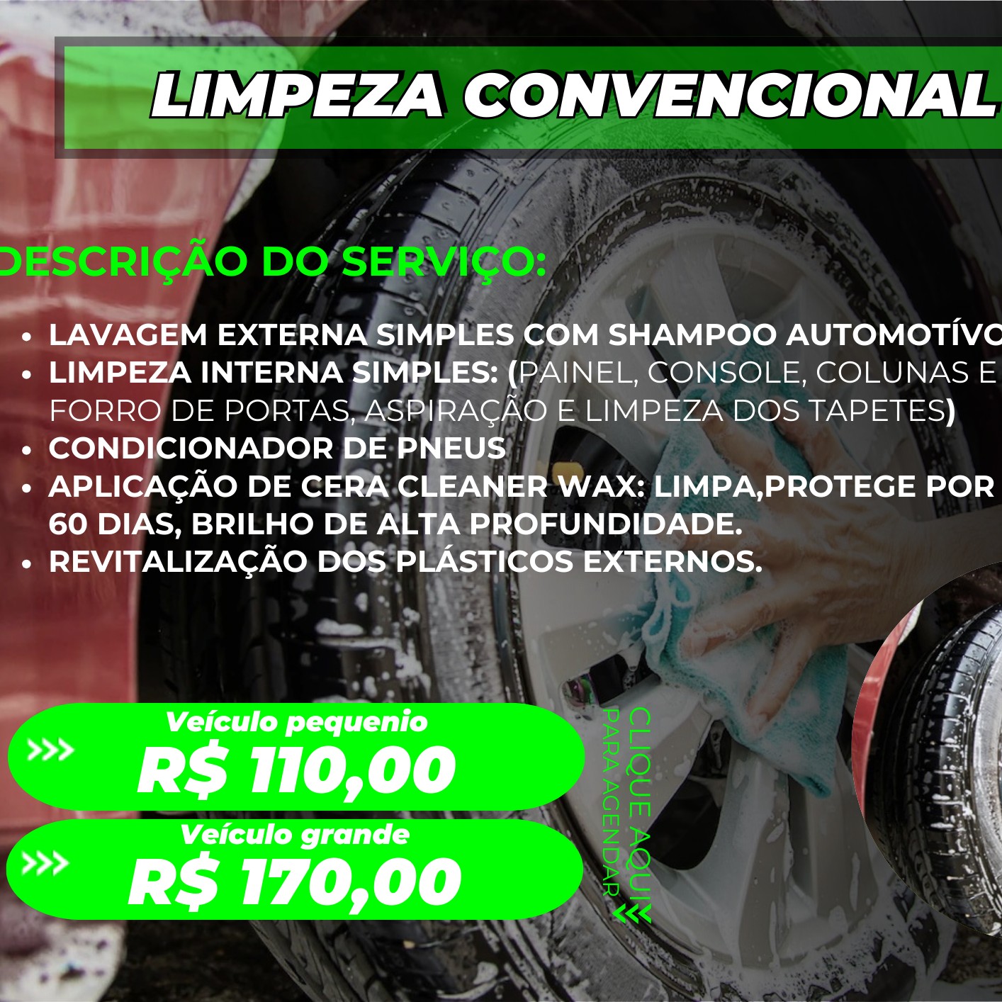 LIMPEZA CONVENCIONAL 1.4 - VEÍCULO PEQUENO