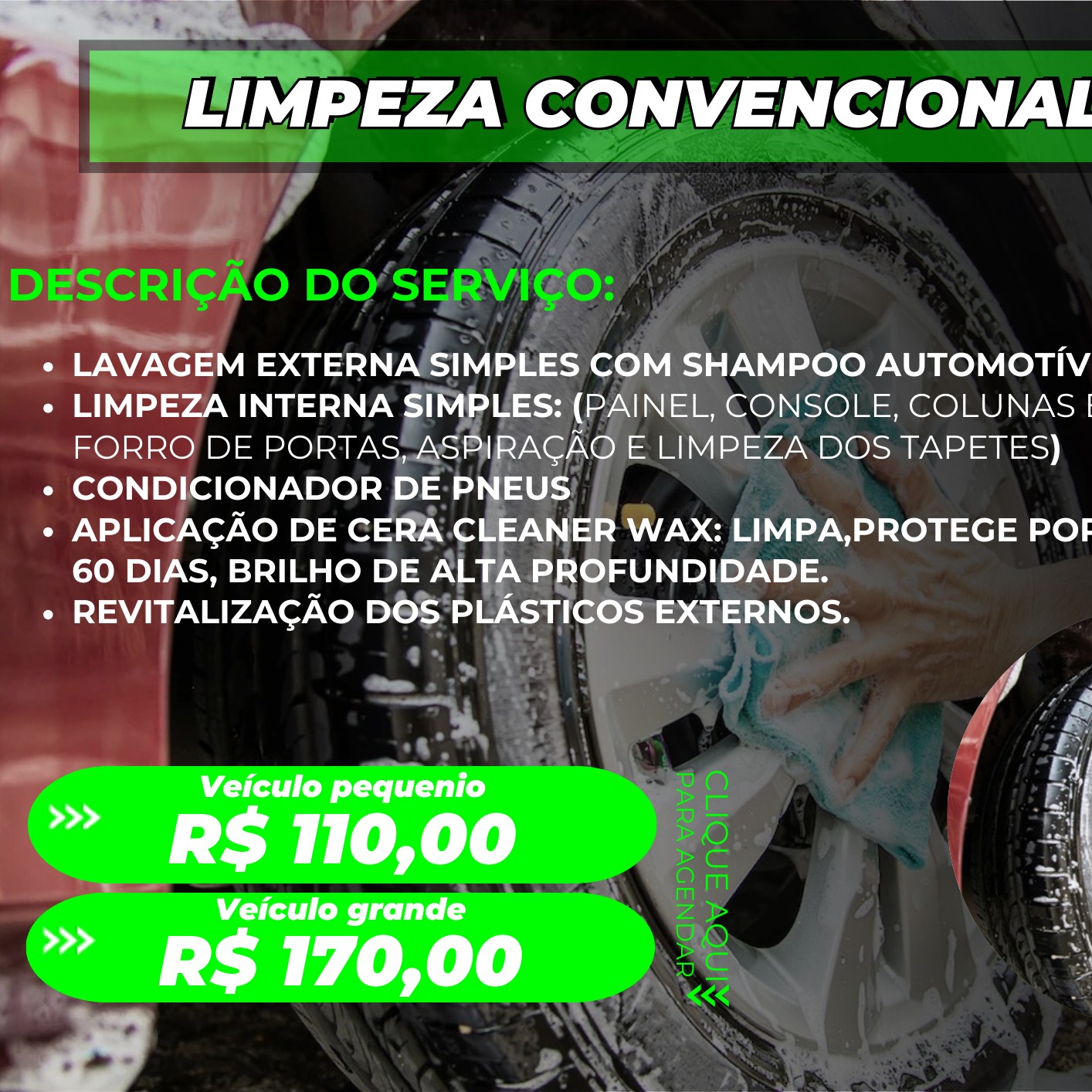 LIMPEZA CONVENCIONAL 1.4 - VEÍCULO SUVs / CAMINHONETE