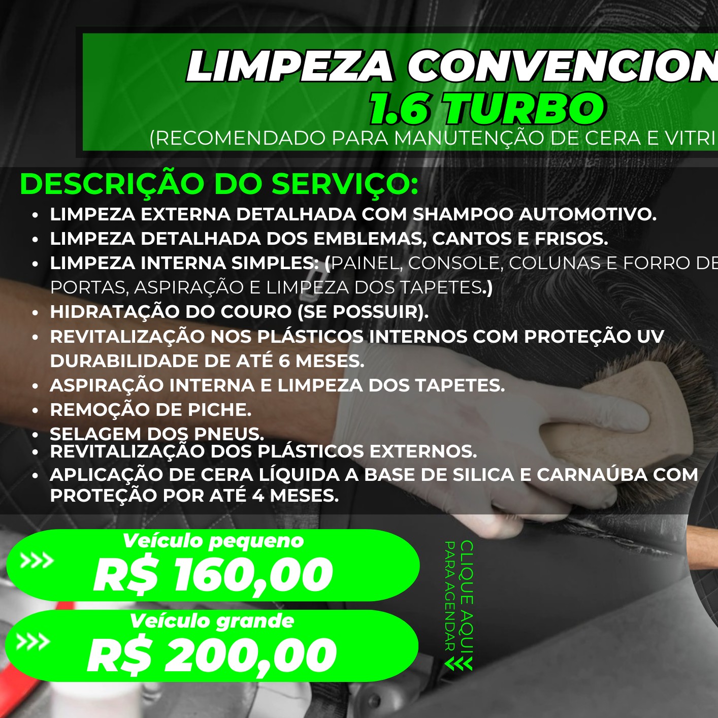 LIMPEZA CONVENCIONAL 1.6 TURBO - VEÍCULO SUVs / CAMINHOTETE