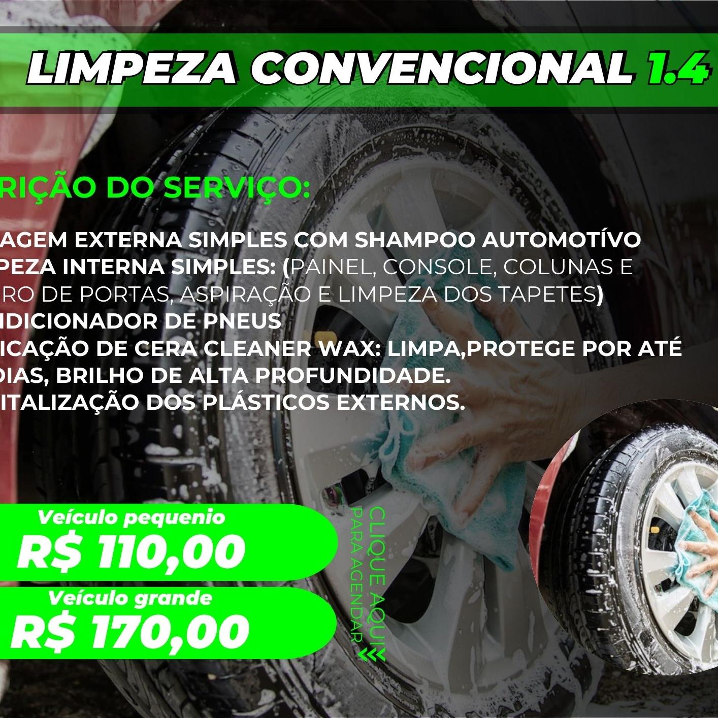 LIMPEZA CONVENCIONAL 1.4 - VEÍCULO PEQUENO