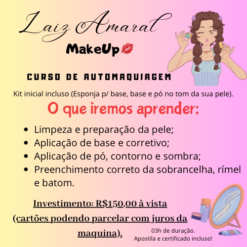 Curso automaquiagem  04 horas de duração