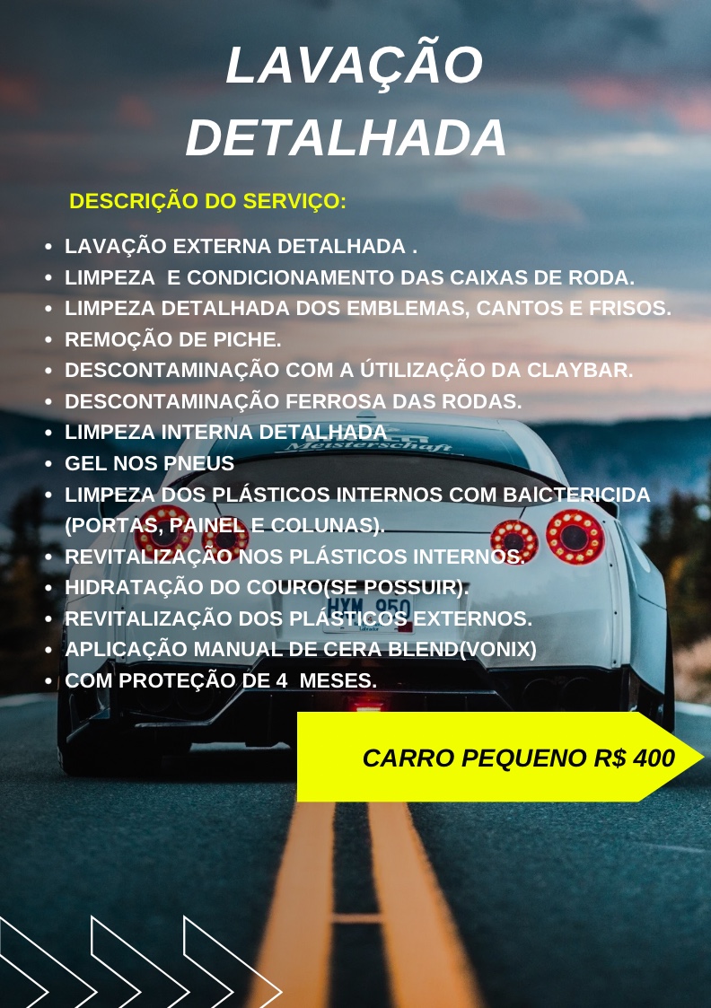 Lavação detalhada - Carro pequeno