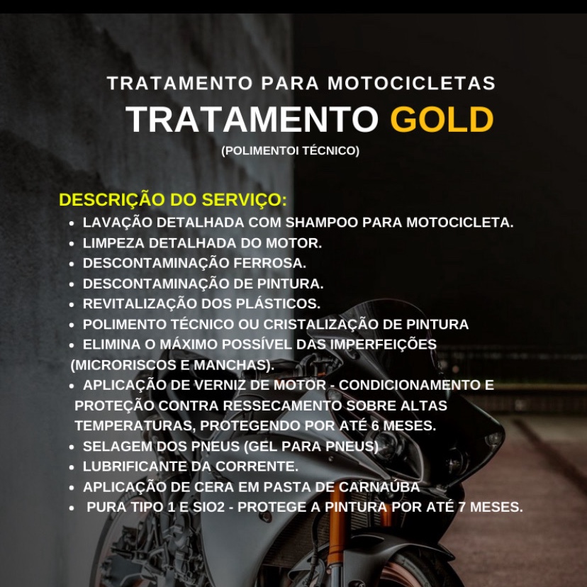 Tratamento para moto - Tratamento gold (Polimento técnico) - G