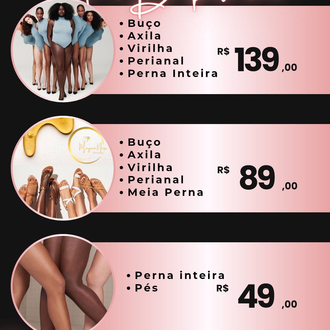 Axila+ Meia Perna+ Virilha+ Perianal+ Buço