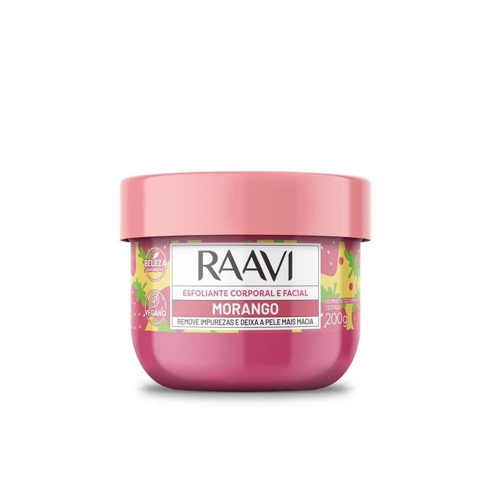 ESFOLIANTE CORPORAL E FACIAL MORANGO RAAVI 200G