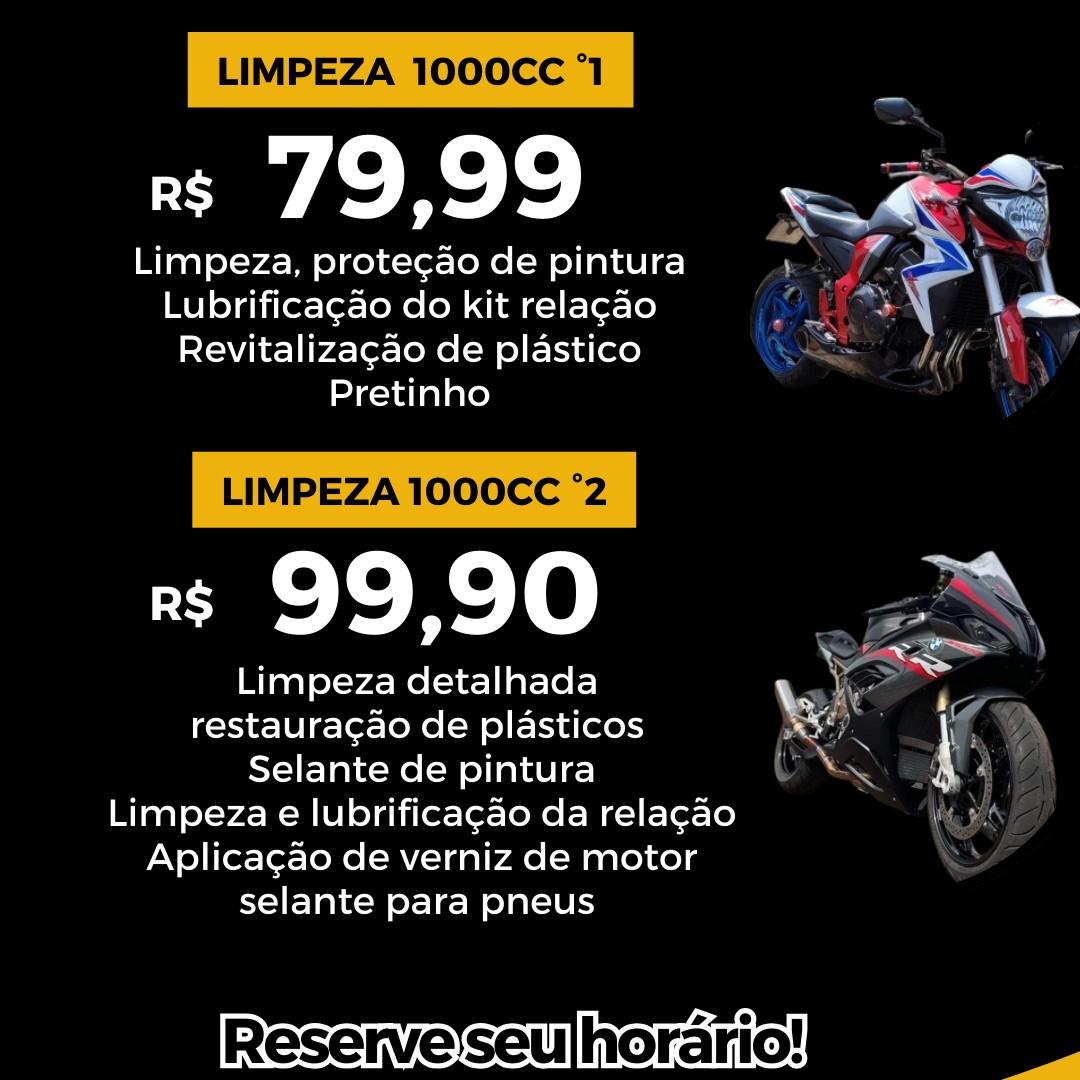 Limpeza  detalhada motos 1000cc