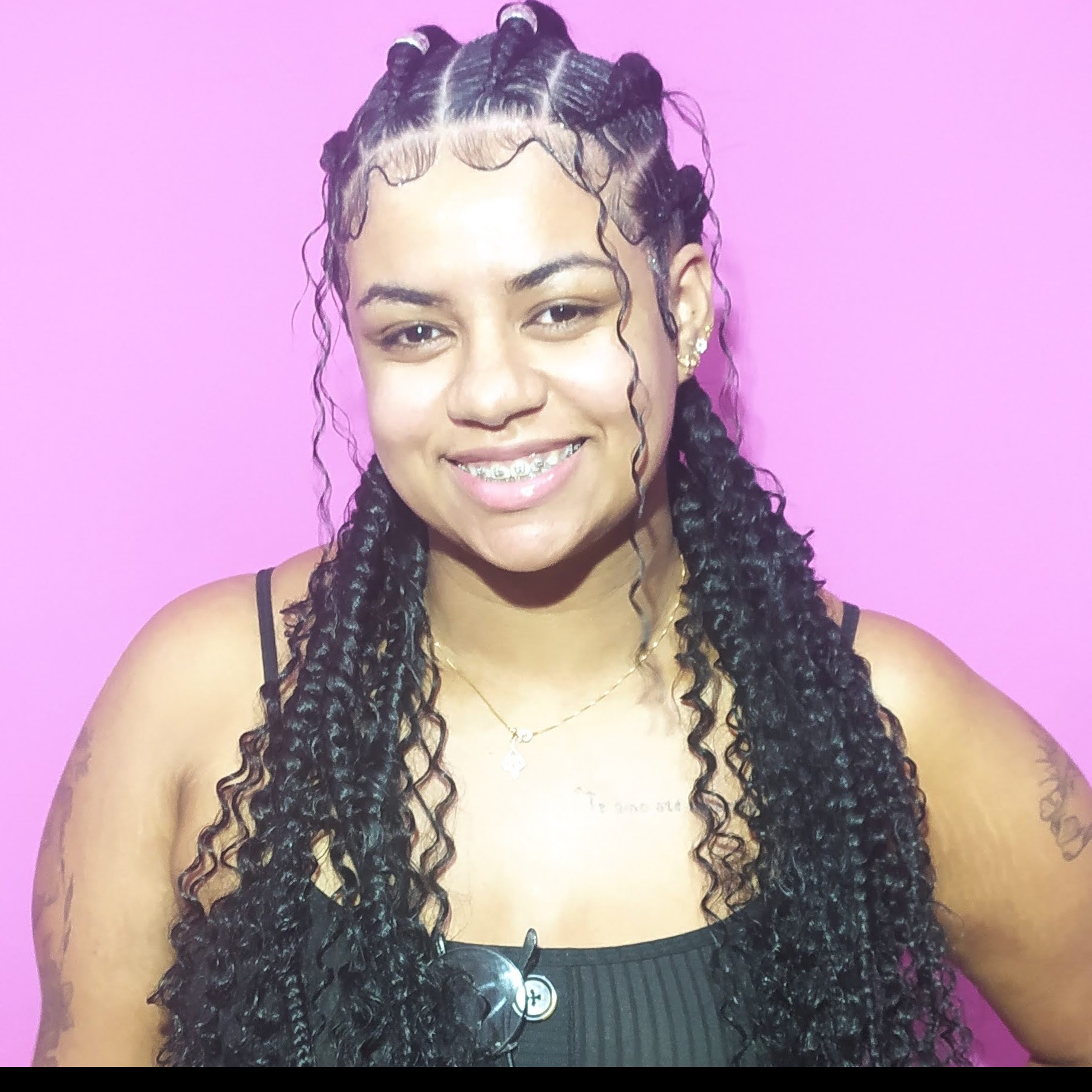 Ghana 6 tranças com cachos