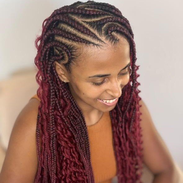 Fulani desenhada com cachos