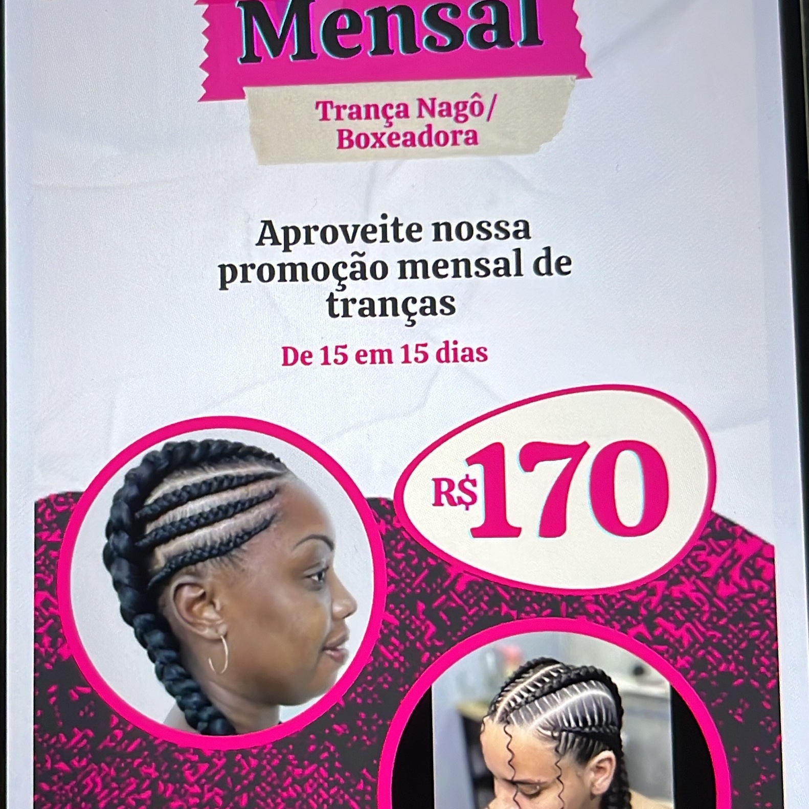 pacote mensal trança nagô e boxeadora