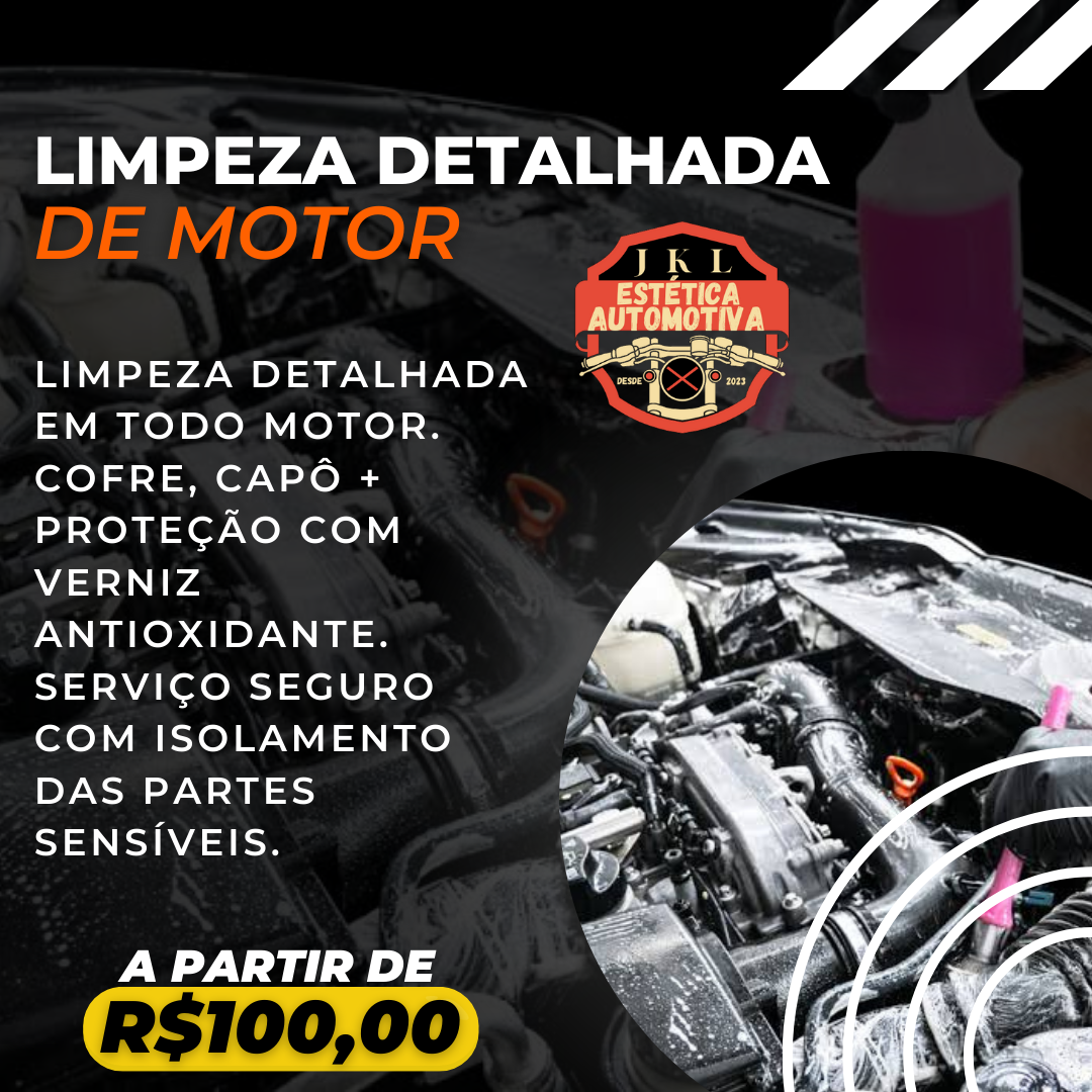 Lavagem de motor (carro): a partir de R$100,00