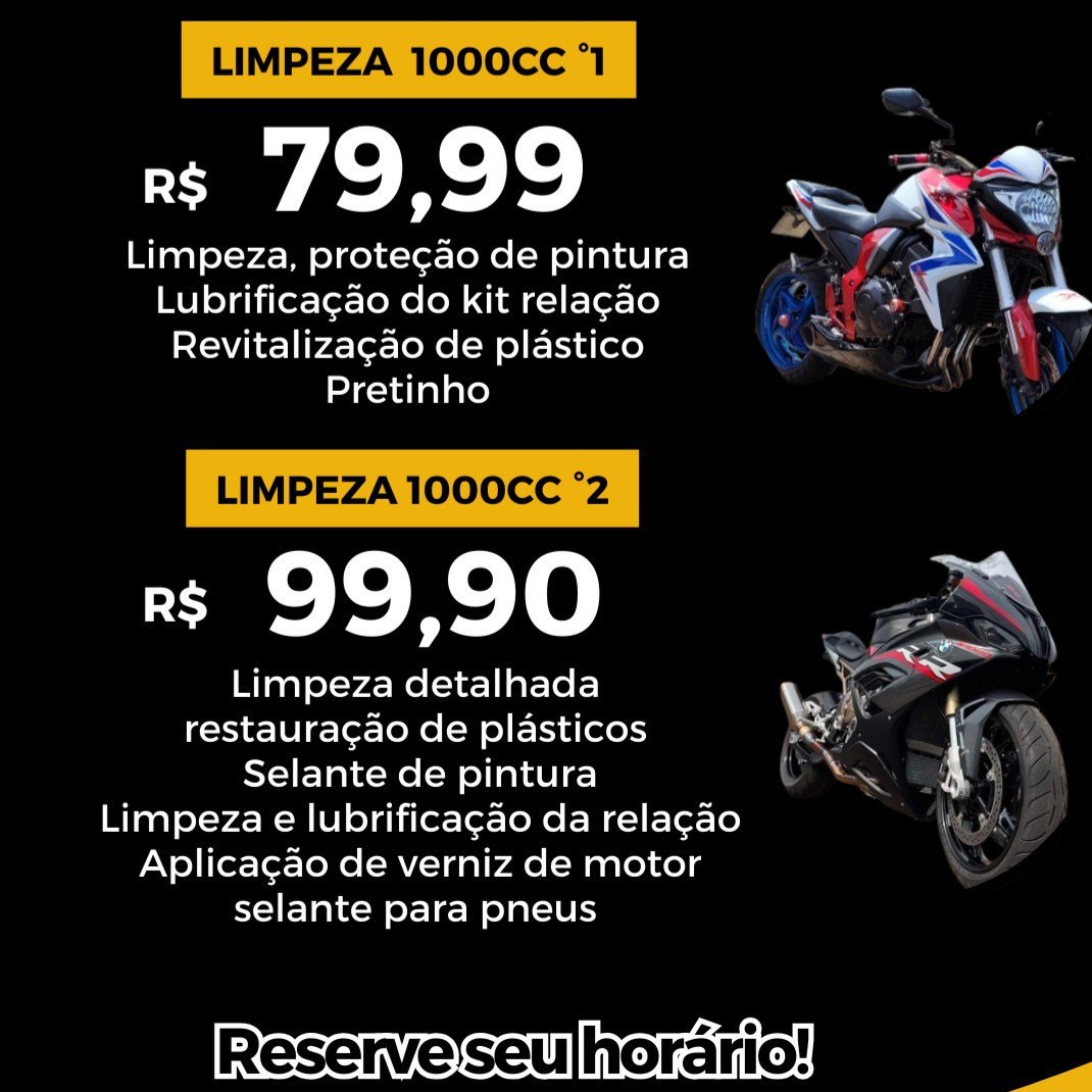 Limpeza  detalhada motos 1000cc