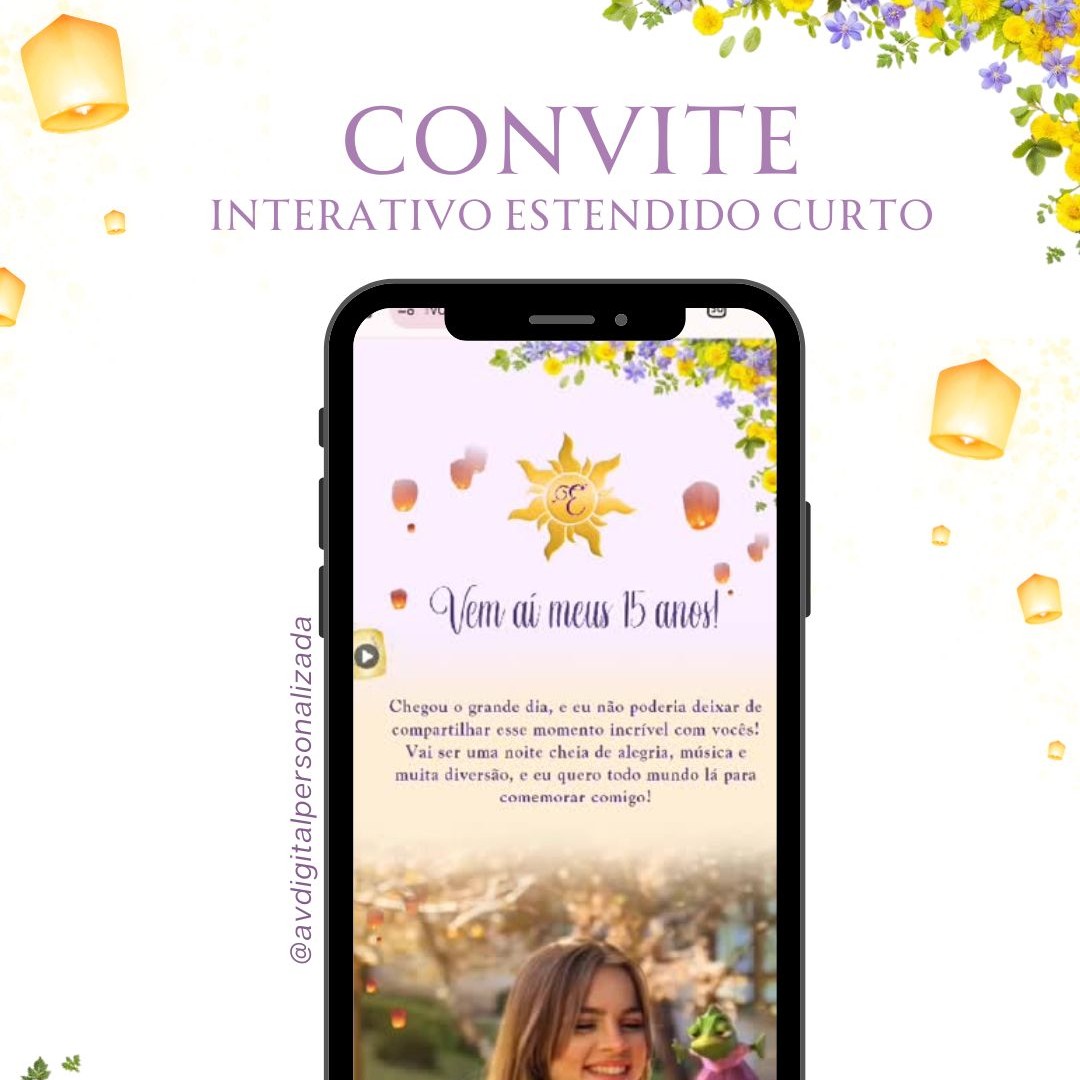 Convite Interativo Estendido Curto (1 foto)