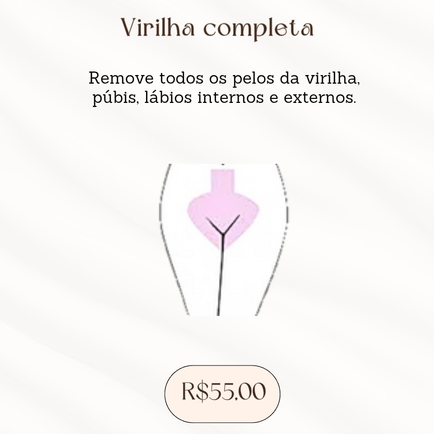 Epilação FEM. Íntima virilha completa