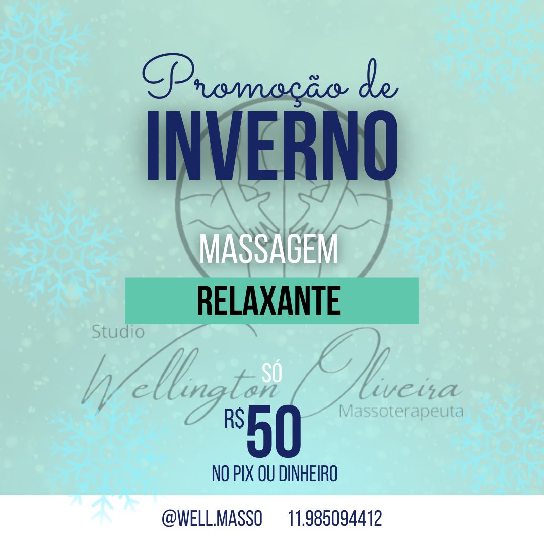 $50 - 1h Massagem Relaxante - Promoção de Inverno