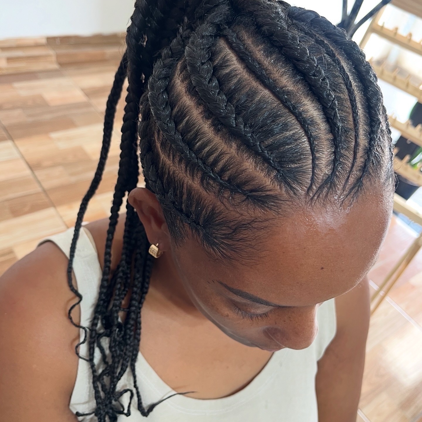 rabo de cavalo desenhado com material