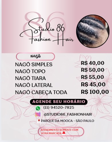 Tranças nagô - a partir de: