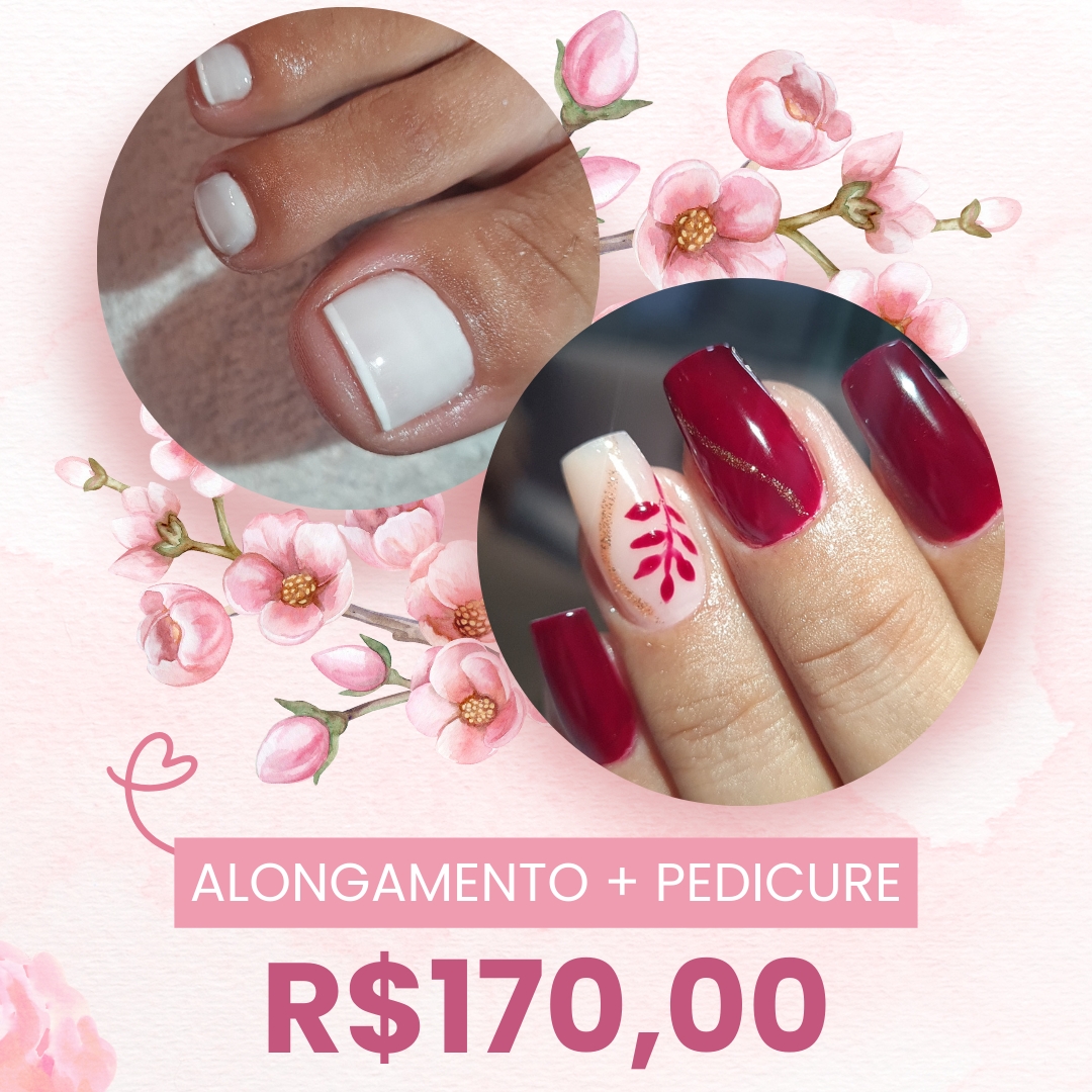 Alongamento + Pedicure