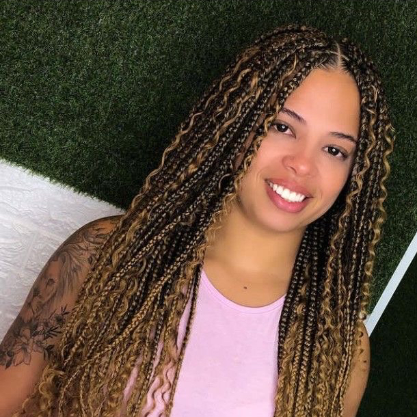 Box braids com cachos