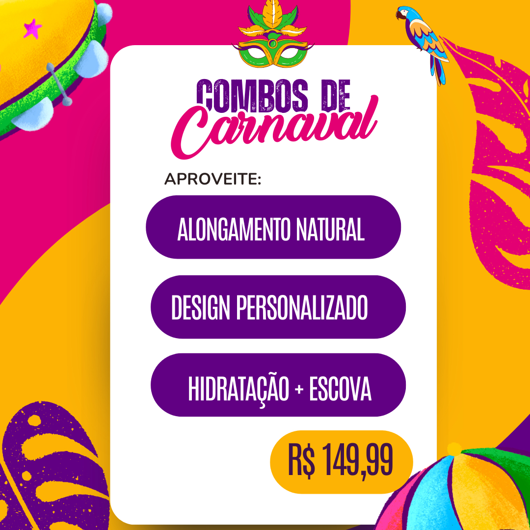 Alongamento natural + design personalizado + hidratação e escova