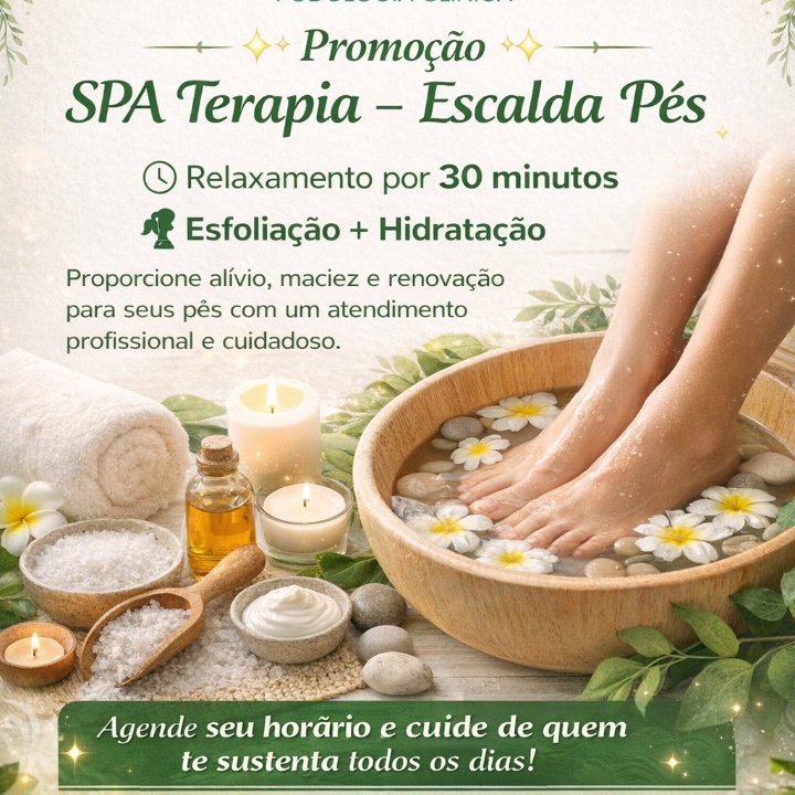 COMBO TERAPIA PODAL+PODOLOGIA Relaxamento e alívio de dores Hidratação profunda Corte técnico das unhas Limpeza e remoção de calosidades Prevenção de rachaduras e unhas encravadas.OGIA.