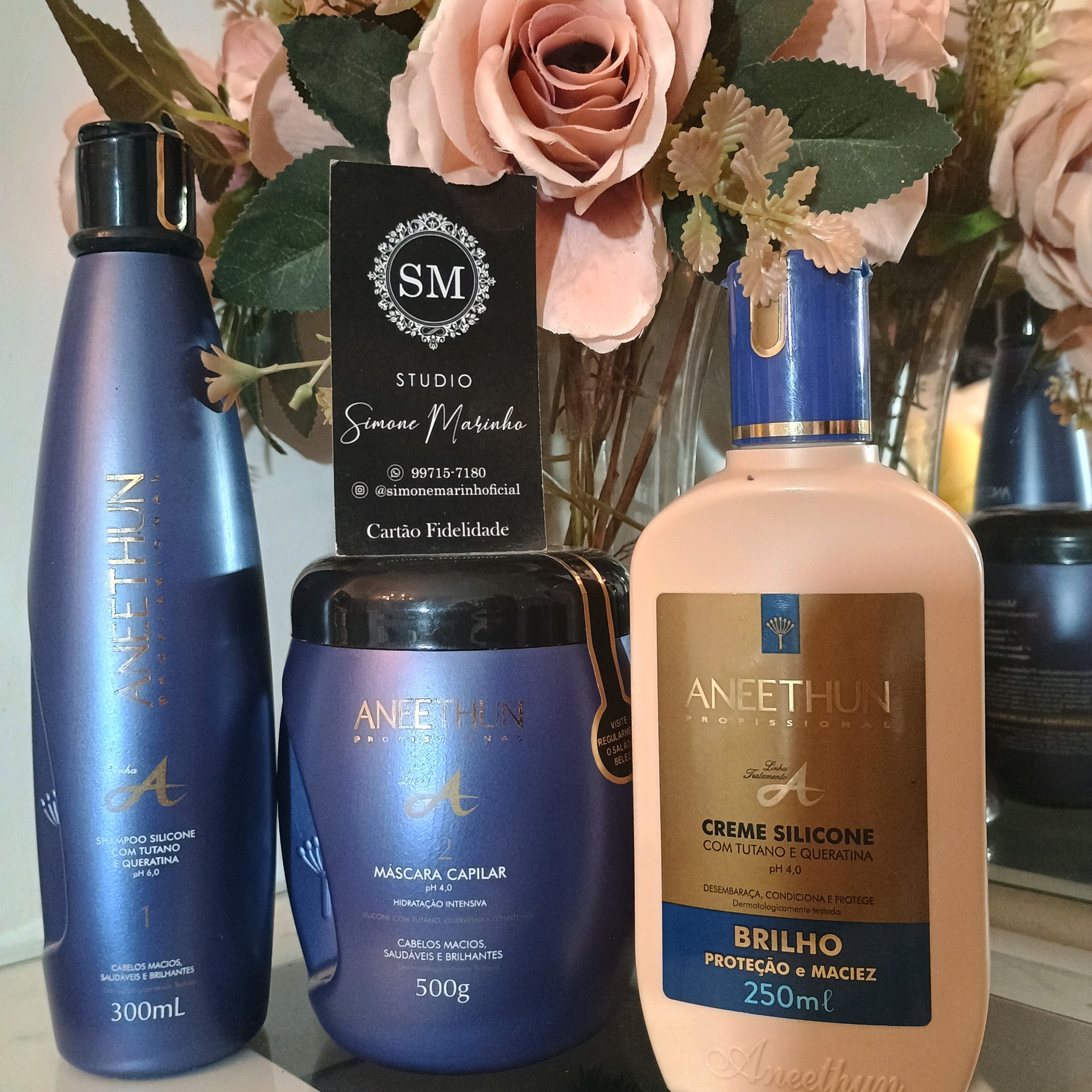 Aneethun kit Linha A . kit profissional completo - shampoo, tratamento e finalizador - 3 x