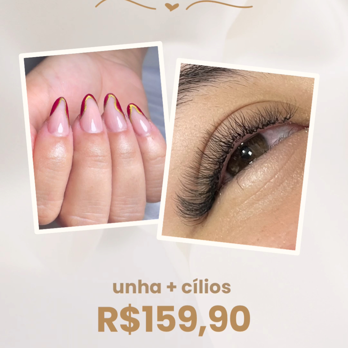 combo unha e cílios