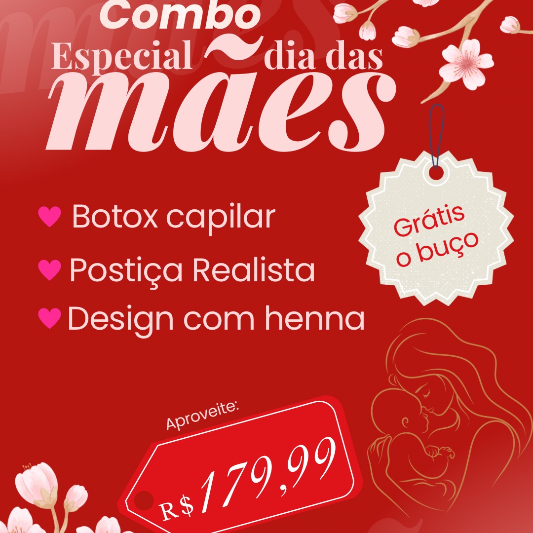 Botox capilar + Postiça Realista + Design com henna (Grátis o buço)