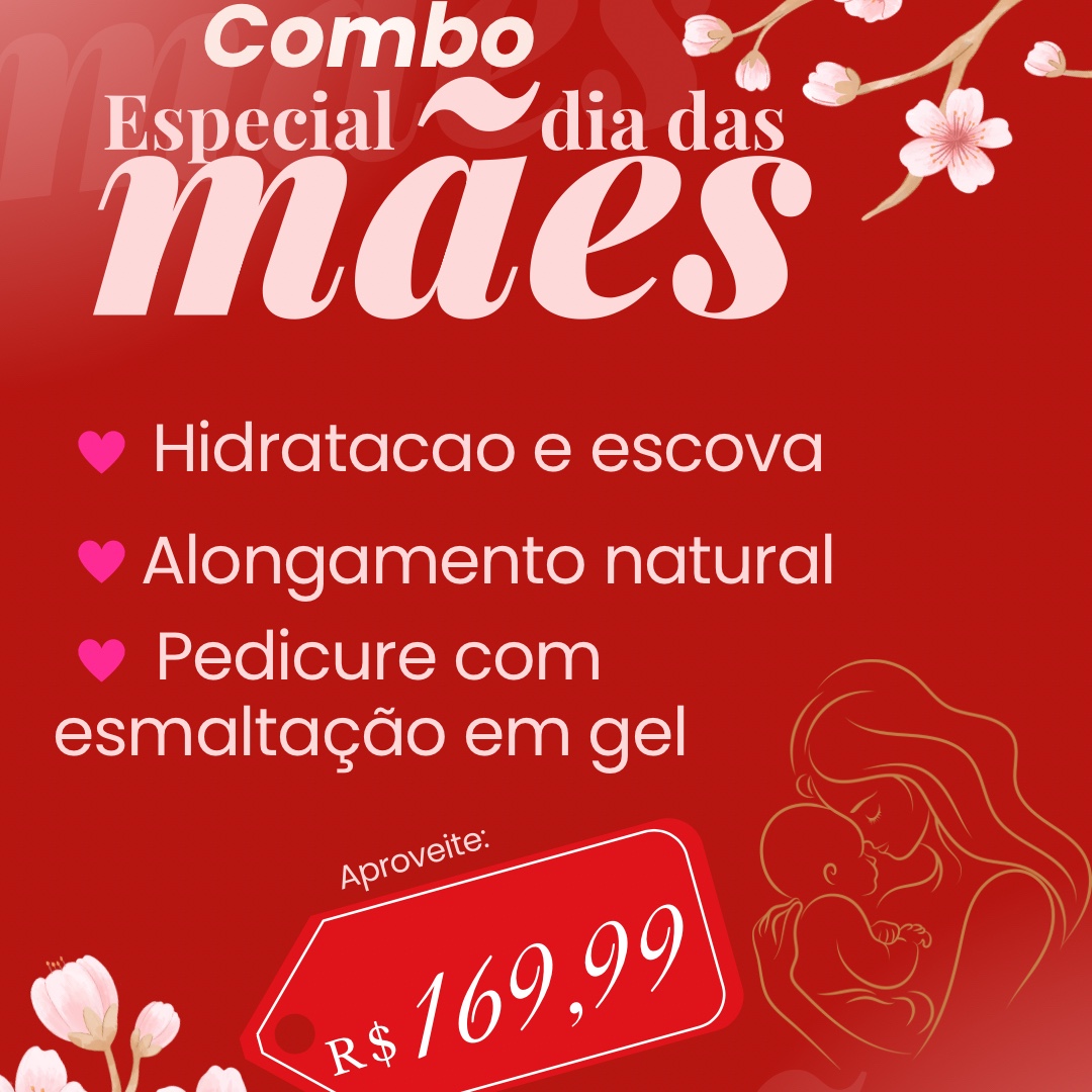 Hidratação e escova + Alongamento natural + pedicure com esmaltação em gel