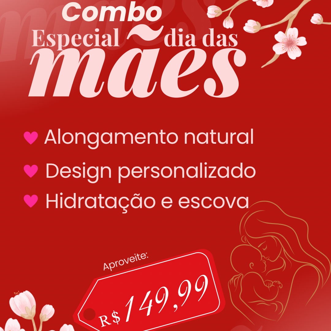 Alongamento natural + Design personalizado + Hidratação e escova