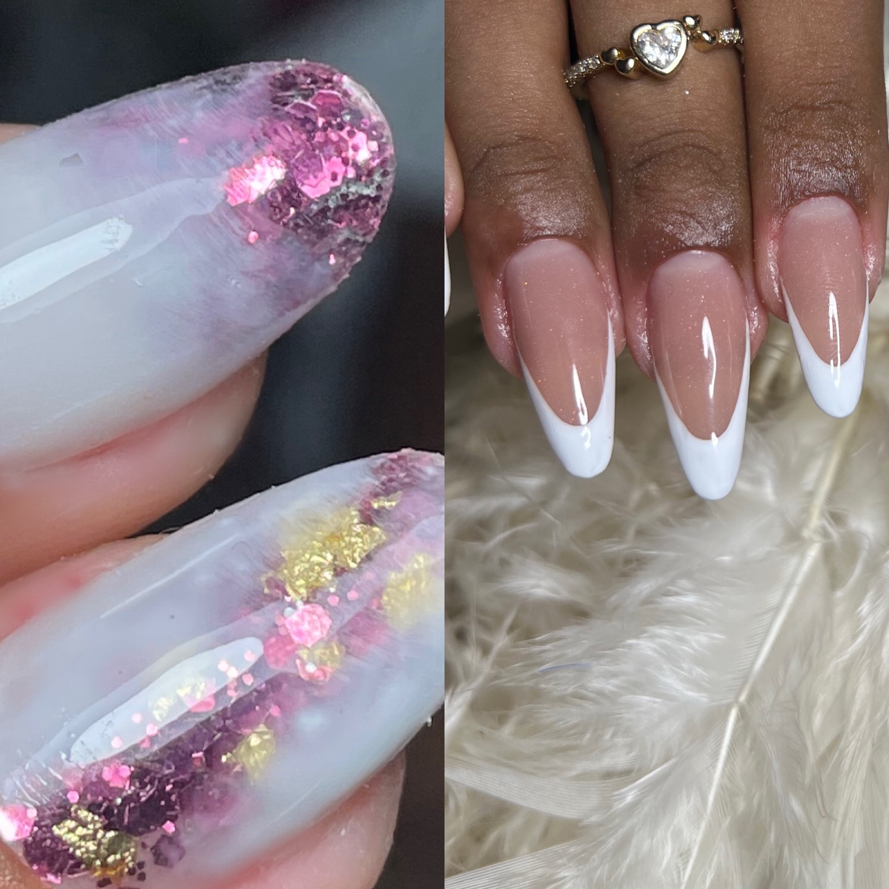 gel na Tips + com Encapsulamento + francesinha