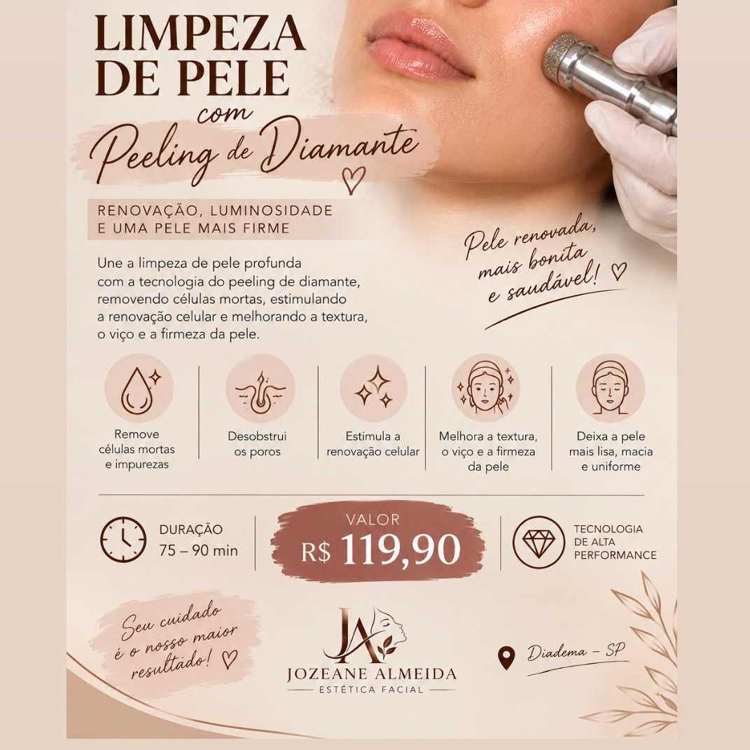 limpeza de Pele + Peeling de Diamante