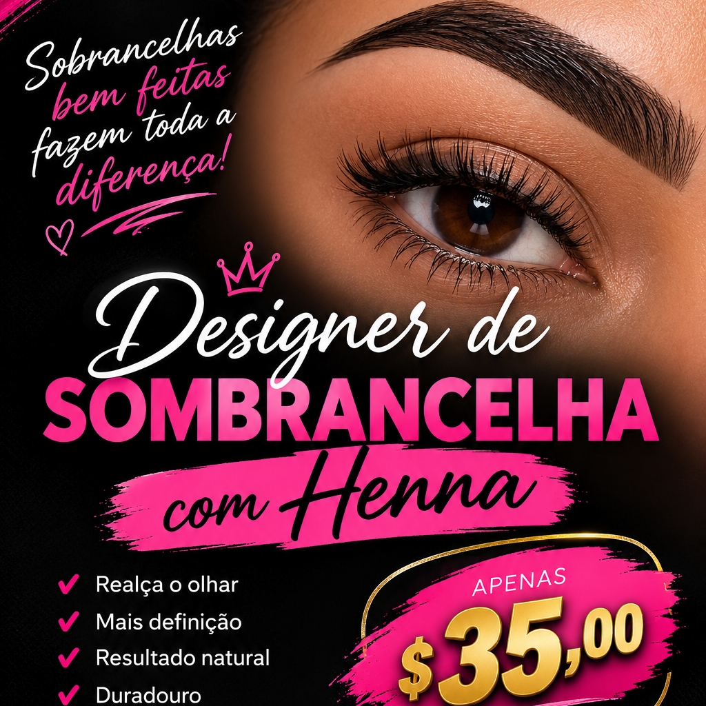 Design de sobrancelha com henna, gilete ou pinça